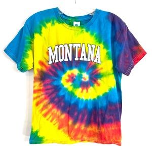 Montana Tie Dye T Shirt Youth L 14-16 Rainbow Graphic USA Souvenir Tee